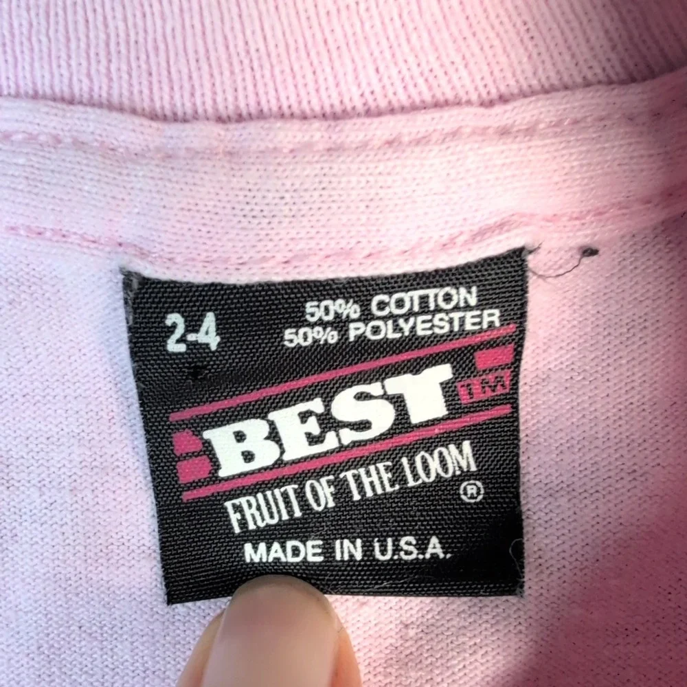 Vintage Fruit of the Loom Best Bunny Rabbit Pink T-Shirt Kids‎ 2-4 USA Made 90s